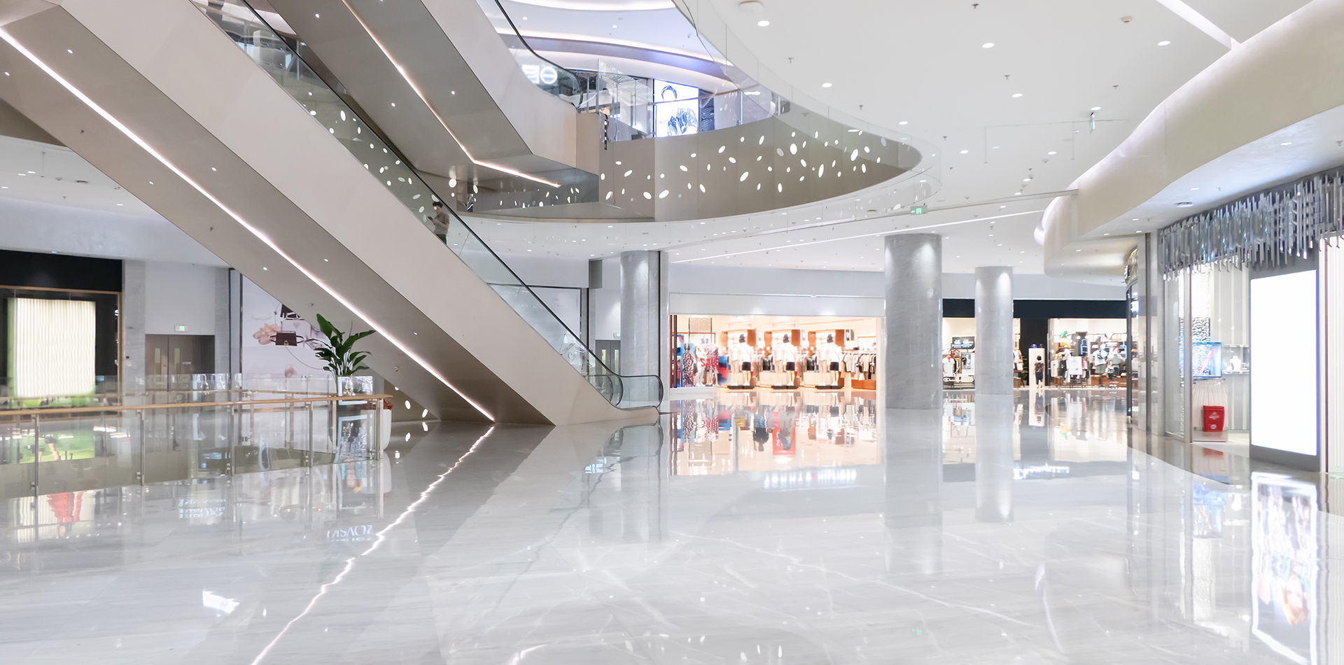 Interior space of department store