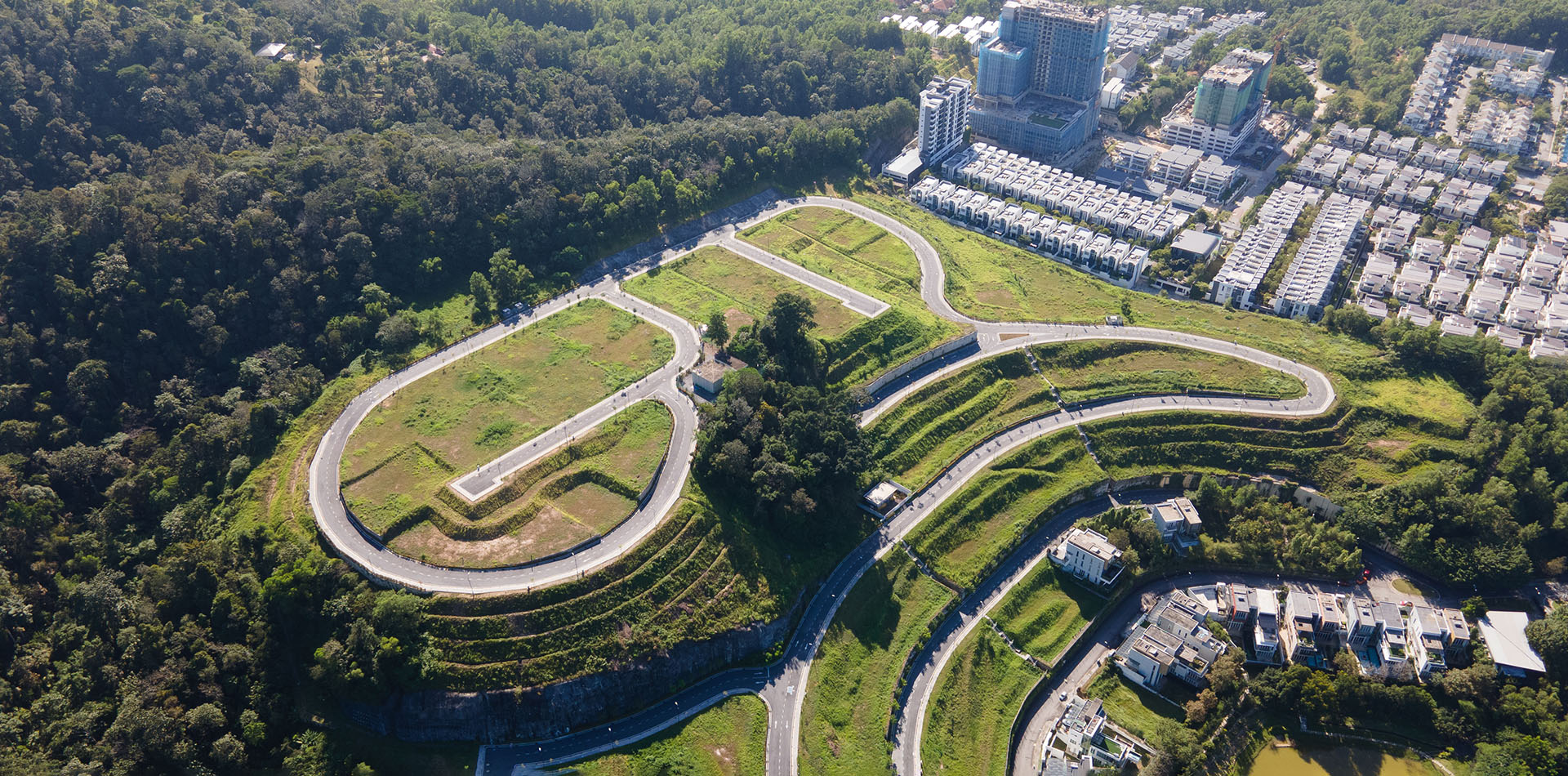 Aerial view of a luxury land acquisition lot, vacant lot or land